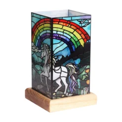 LED-Tischlampe Art Light Einhorn, Holzsockel, Acryl bunt
