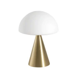 LED-Tischlampe Blip, messing/weiß, Glas, CCT, Touchdimmer