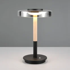 LED-Tischlampe Celeste chrom/holz 35 cm Glas/Metall Touchdim