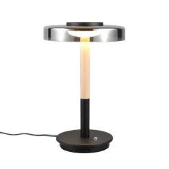 LED-Tischlampe Celeste chrom/holz 35 cm Glas/Metall Touchdim