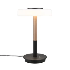 LED-Tischlampe Celeste weiß/braun 35 cm Glas/Metall Touchdim