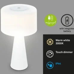 LED-Tischlampe Halo, akkubetrieben, weiß
