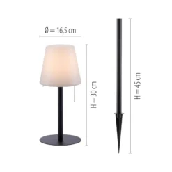LED-Tischlampe Keno, Erdspieß, Zugschalter, Akku