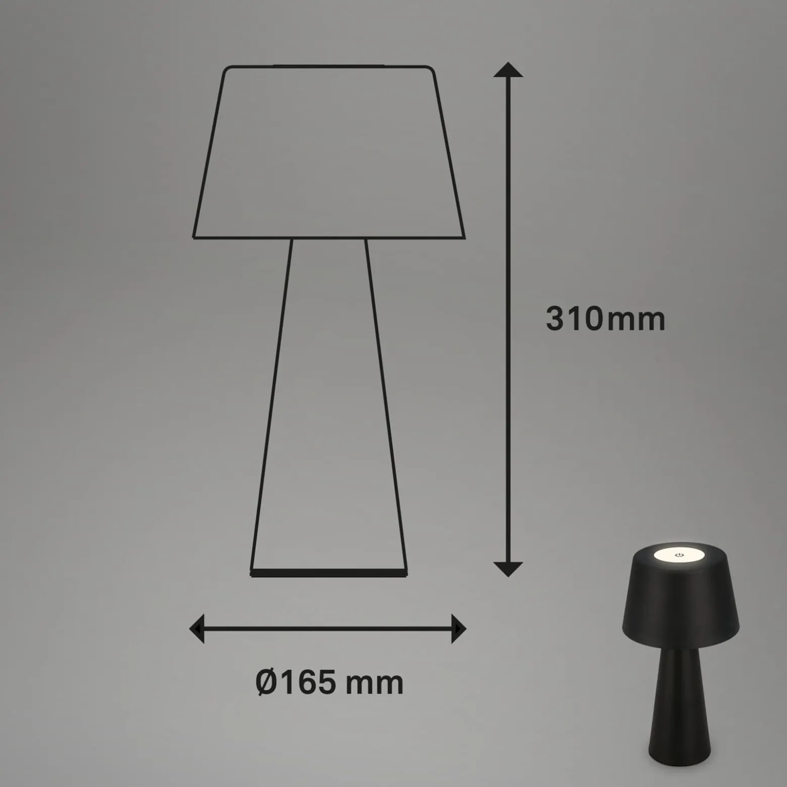 LED-Tischlampe Kihi mit aufladbarem Akku, schwarz