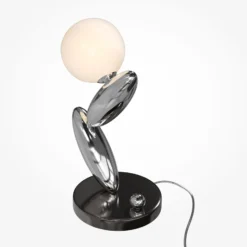 LED-Tischlampe RESONANCE, platin/opal, 37 cm Metall/Glas dim
