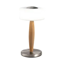 LED-Tischleuchte Elea, nickelfarben, Höhe 29 cm, Glas, Holz
