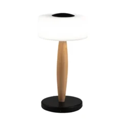 LED-Tischleuchte Elea, schwarz, Höhe 29 cm, Glas, Holz