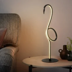 LED-Tischleuchte Flamingo, schwarz, Metall, 50 cm hoch