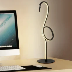 LED-Tischleuchte Flamingo, schwarz, Metall, 50 cm hoch