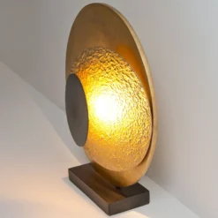 LED-Tischleuchte La Bocca, Höhe 43 cm, gold-braun