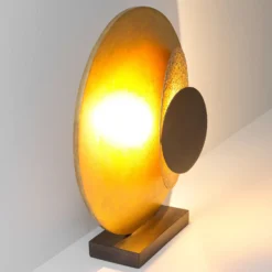 LED-Tischleuchte La Bocca, Höhe 43 cm, gold-braun