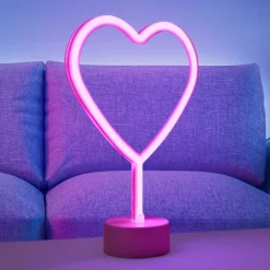 LED-Tischleuchte Neon Herz, batteriebetrieben