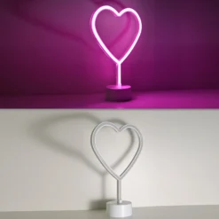 LED-Tischleuchte Neon Herz, batteriebetrieben