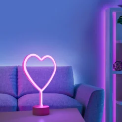 LED-Tischleuchte Neon Herz, batteriebetrieben