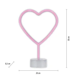 LED-Tischleuchte Neon Herz, batteriebetrieben