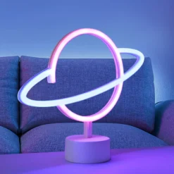 LED-Tischleuchte Neon Saturn, batteriebetrieben