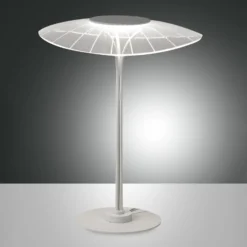 LED-Tischleuchte Vela, weiß/transparent, 36cm, Acryl, Dimmer