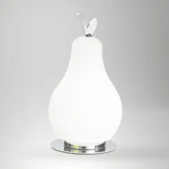 LED-Tischleuchte Wilma, chrom/weiß, Birnenform, dimmbar
