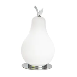 LED-Tischleuchte Wilma, chrom/weiß, Birnenform, dimmbar