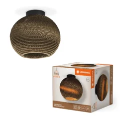 LEDVANCE Deckenleuchte Ball, Ø 26 cm, braun, Wellpappe, E27
