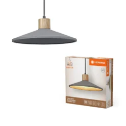 LEDVANCE Hängeleuchte Concrete Wood, Ø 32 cm, Beton, grau