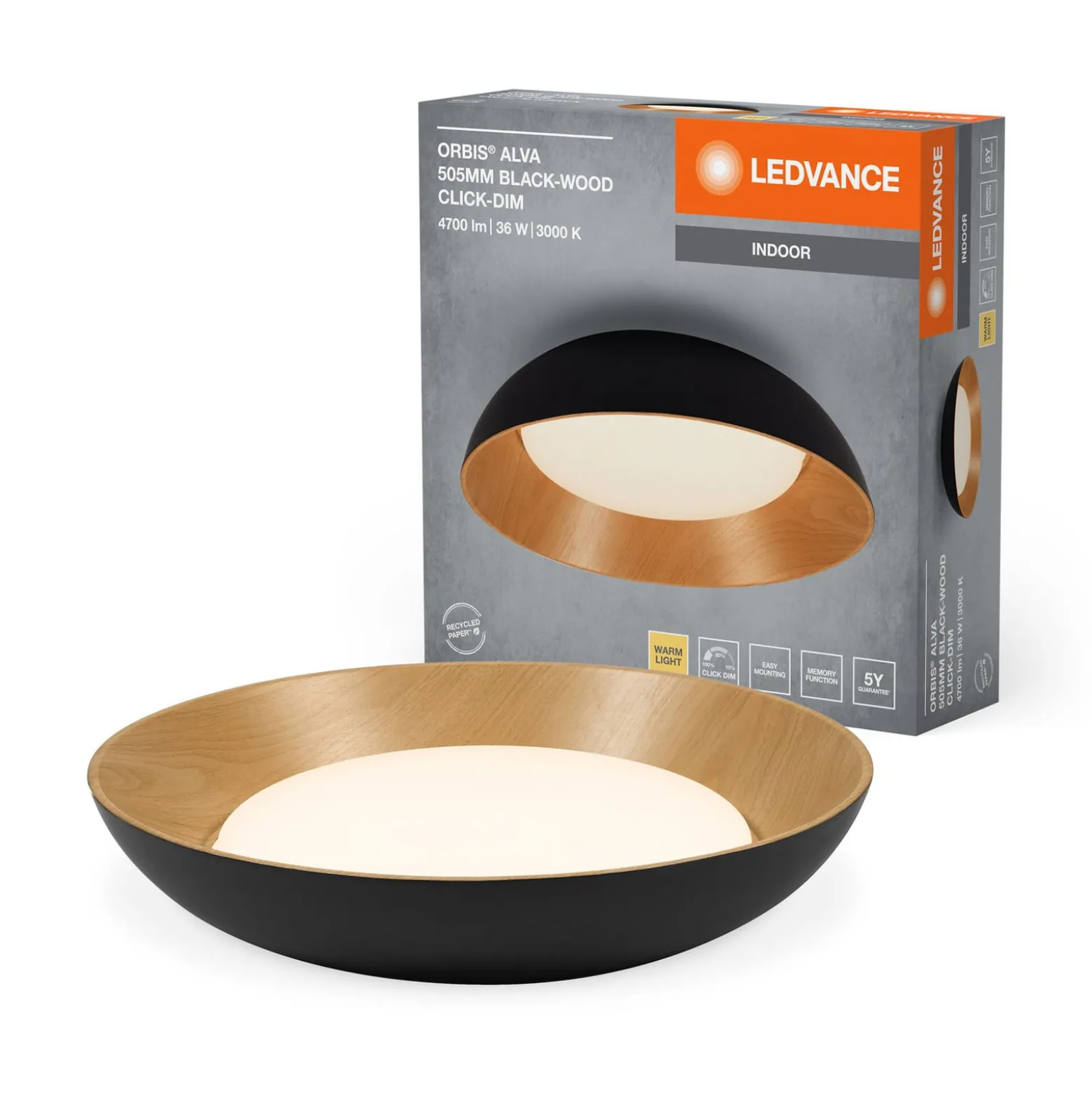 LEDVANCE LED-Deckenleuchte Orbis Alva, schwarz, Metall