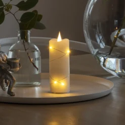 LED-Wachskerze creme Lichtfarbe Bernstein 12,7 cm