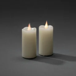 LED-Wachskerze creme Lichtfarbe Bernstein Ø5cm 2er