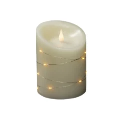 LED-Wachskerze creme Lichtfarbe Bernstein Höhe14cm