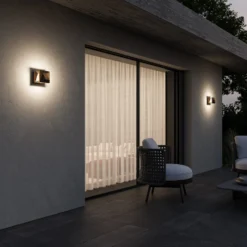 LED-Wandlampe Aura Edge, Ausladung 20 cm, messing antik IP65