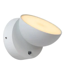 LED-Wandleuchte Finn, weiß, Metall, IP54, Tag/Nacht-Sensor