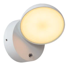 LED-Wandleuchte Finn, weiß, Metall, IP54, Tag/Nacht-Sensor