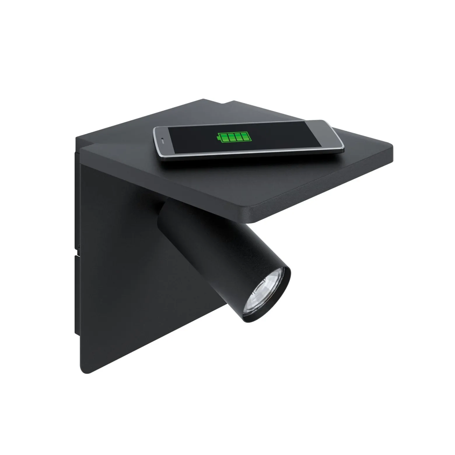 LED-Wandspot Ciglie, schwarz, mit Ladefunktion QI
