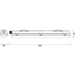 LED-Wannenleuchte RESISTO, lichtgrau, 65 cm, 15 W, 840, IP66