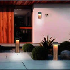 LED-Wegeleuchte SALMON, Holzoptik, Höhe 60 cm, Metall, IP44