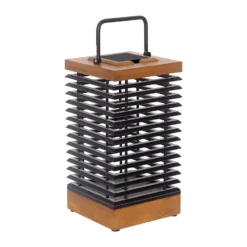 Les Jardins LED-Solarlaterne Tekura, teak/grau, 46,5 cm