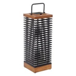 Les Jardins LED-Solarlaterne Tekura, teak/grau, 66 cm