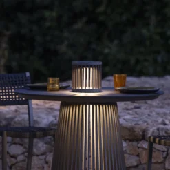 Les Jardins LED-Solartischleuchte Halo, grau, Alu/Granit