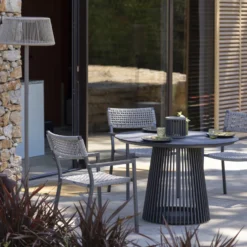 Les Jardins LED-Solartischleuchte Halo, grau, Alu/Granit