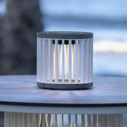 Les Jardins LED-Solartischleuchte Halo, weiß, Alu/Granit