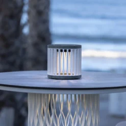 Les Jardins LED-Solartischleuchte Halo, weiß, Alu/Granit