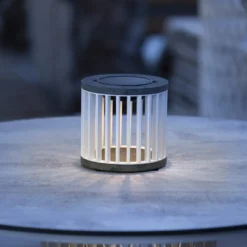 Les Jardins LED-Solartischleuchte Halo, weiß, Alu/Granit