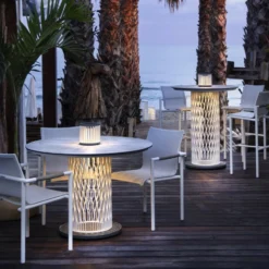 Les Jardins LED-Solartischleuchte Halo, weiß, Alu/Granit