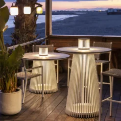 Les Jardins LED-Solartischleuchte Halo, weiß, Alu/Granit