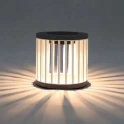 Les Jardins LED-Solartischleuchte Halo, weiß, Alu/Granit