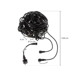 Lichterkette Girlanda IP44 schwarz 15m ohne Lampen
