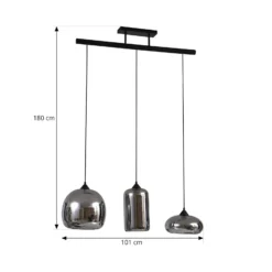 Lindby Arloris Pendellampe mit 3 Rauchglasschirmen