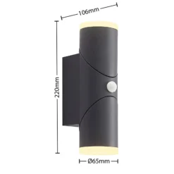 Lindby Aspyn LED-Außenwandleuchte, 2fl, Sensor