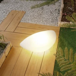 Lindby Außenbodenleuchte Arani, weiß, Kunststoff, Stecker