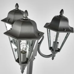 Lindby Außenlampe Edana, 212cm, 3-flg., anthrazit, E27, IP44